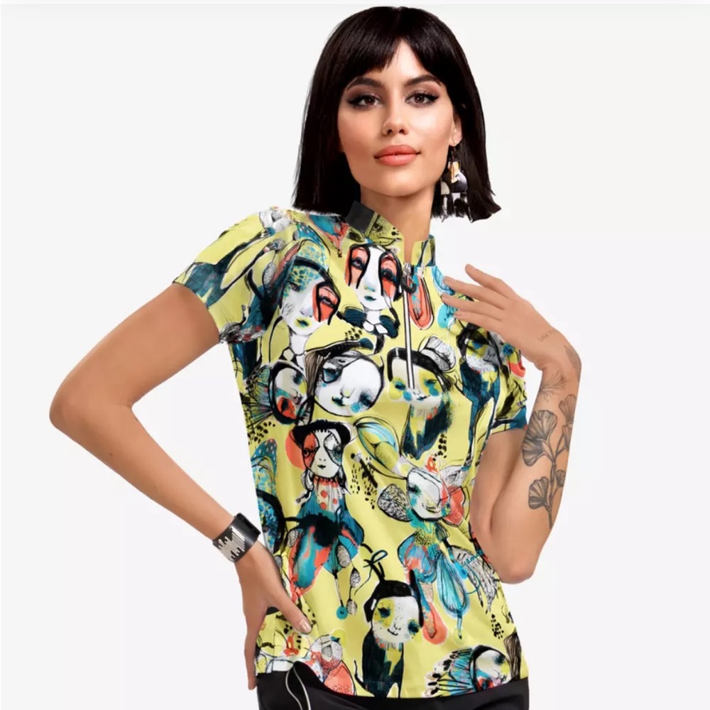 Jamie Sadock Electron Collection: Doll Party Short Sleeve Golf Top